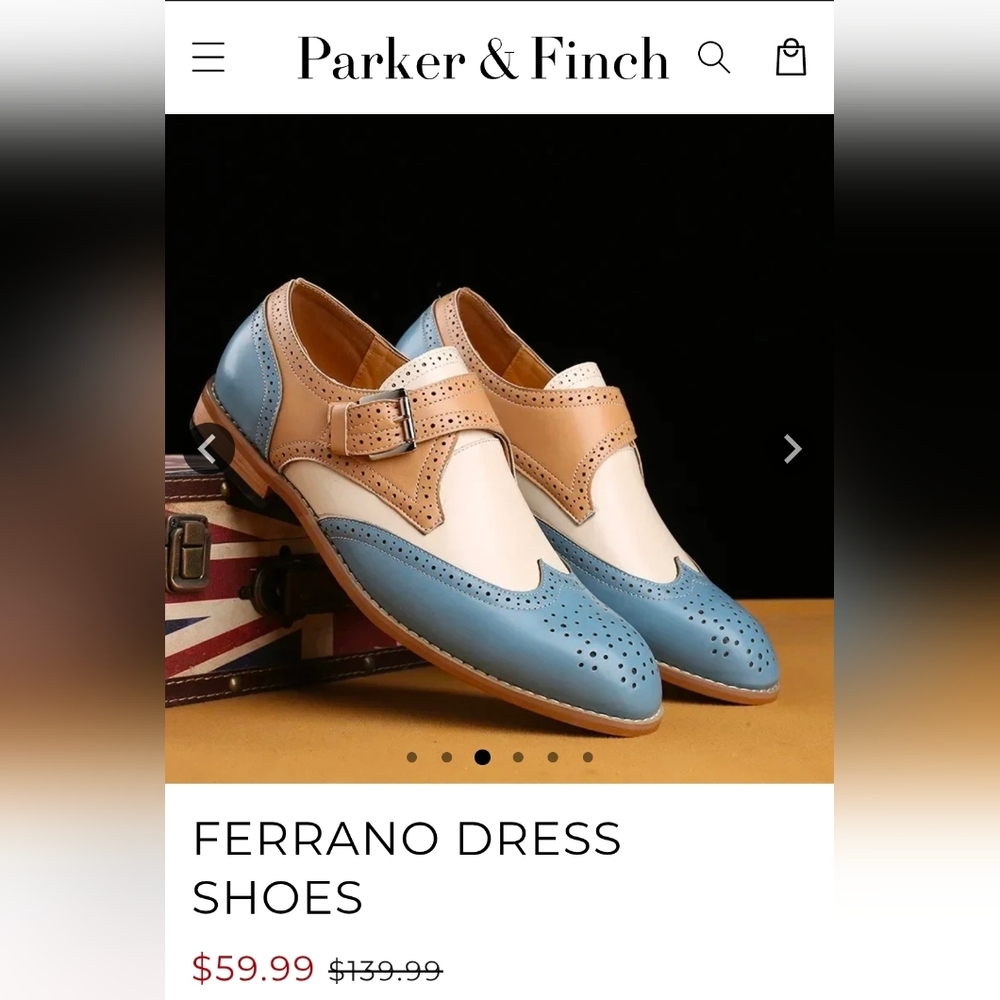 Blue and Tan Oxford Shoes